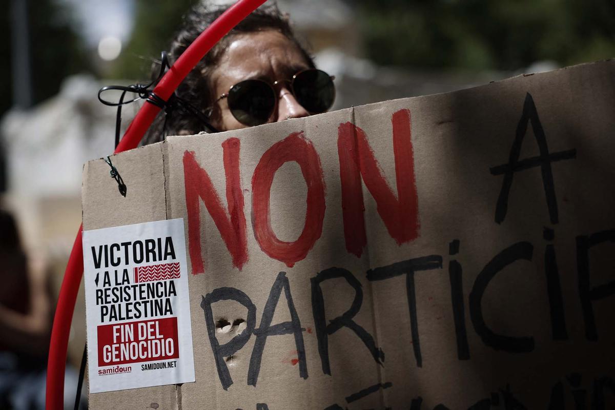 Manifestación contra los Juegos Olímpicos de París en apoyo de Palestina en medio del conflicto entre Israel y Hamas