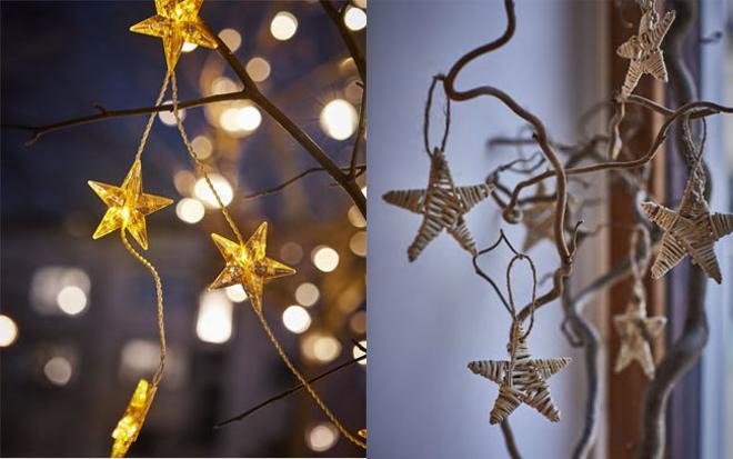 Cadena de luces y adornos navideños de Ikea