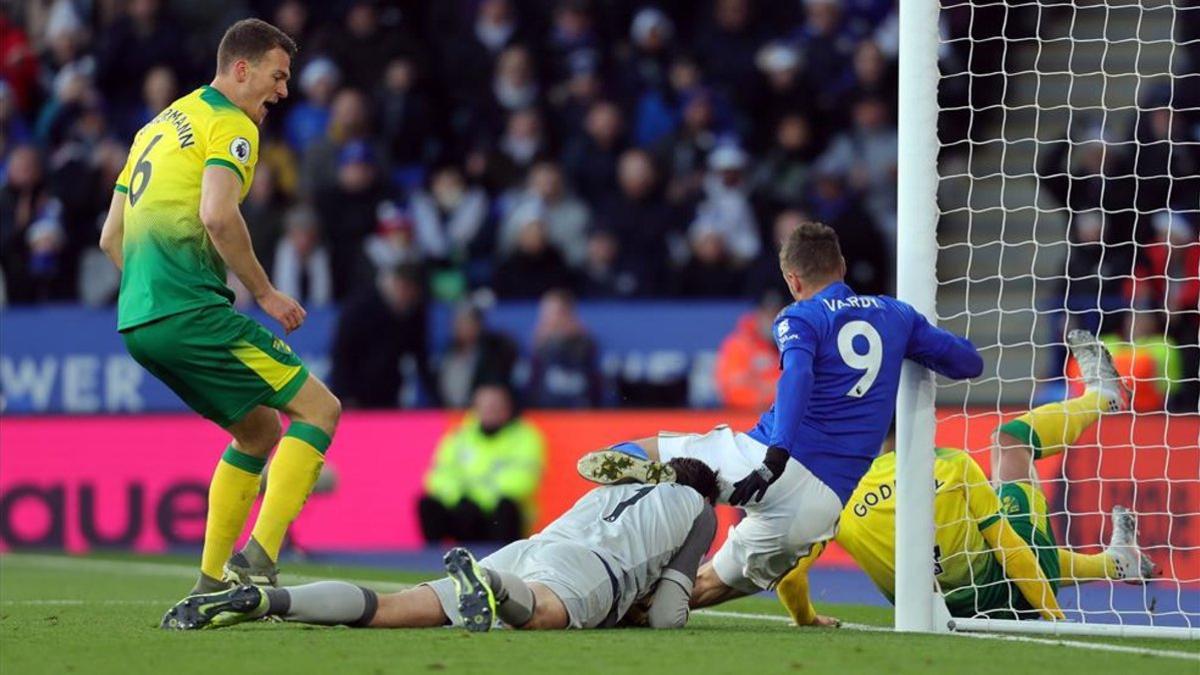 Vardy se quedó sin marcar tras enlazar ocho partidos mojando