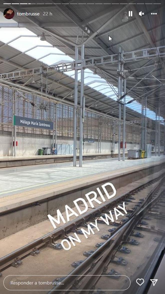 Instagram 'stories' de Tom Brusse volviendo a Madrid