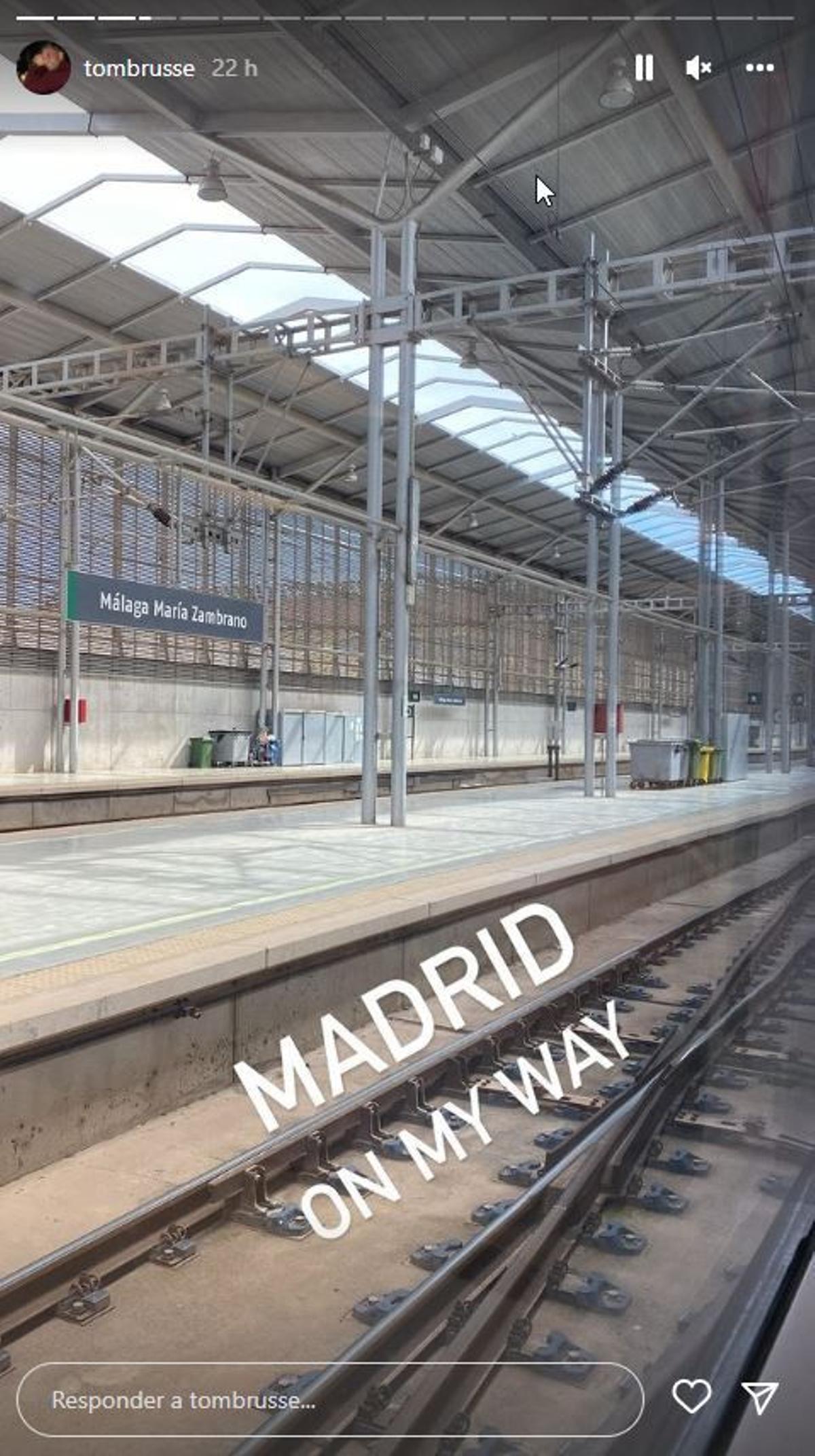 Instagram 'stories' de Tom Brusse volviendo a Madrid