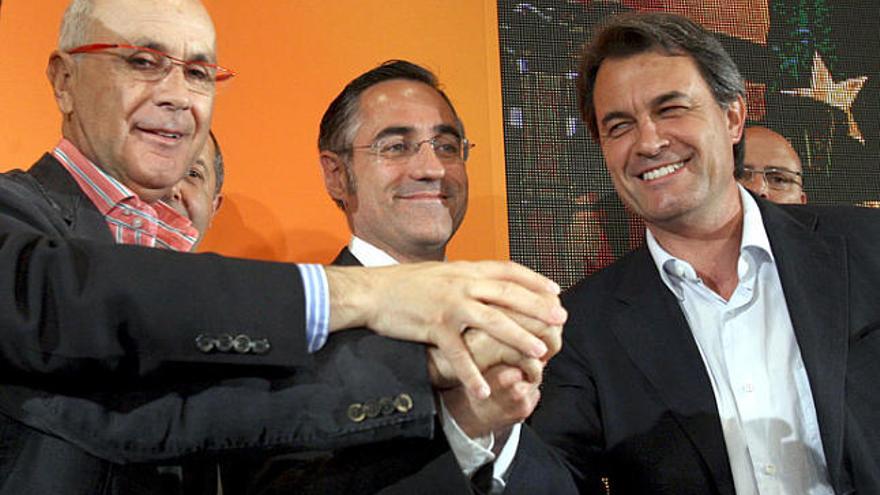 Duran i Lleida, Ramon Tremosa i Artur Mas, ahir a l&#039;hotel Majestic.