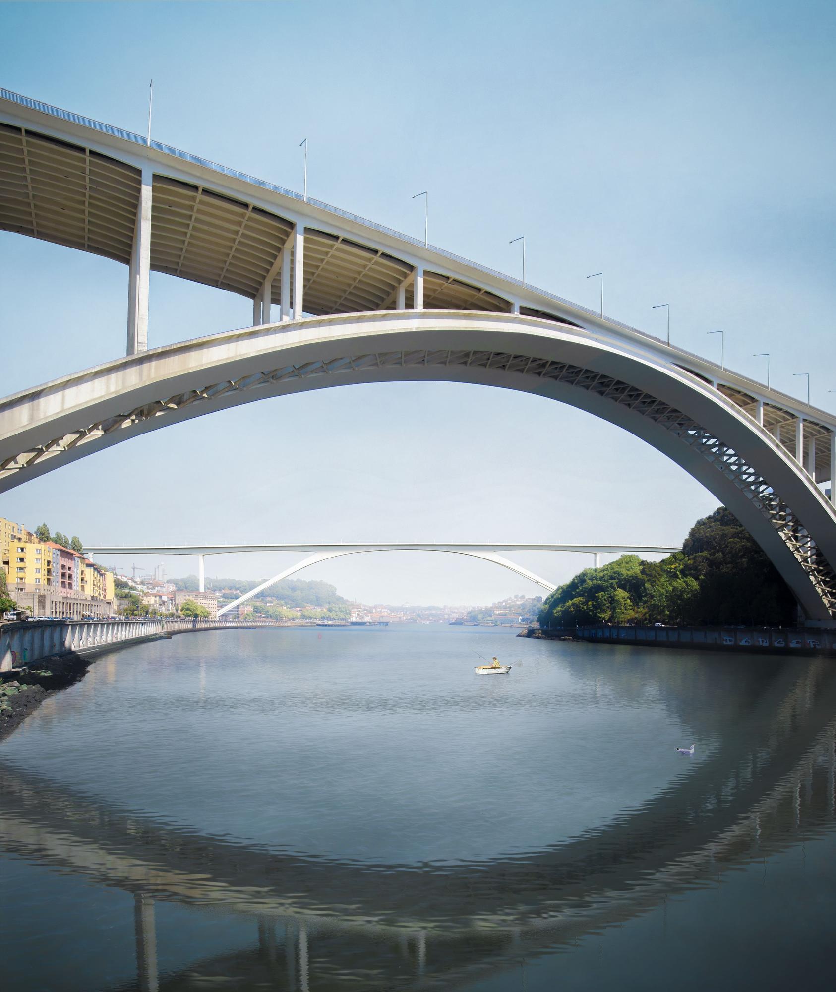 Proyecto premiado del puente sobre el río Duero en Oporto en el que colabora el estudio vigués AM2