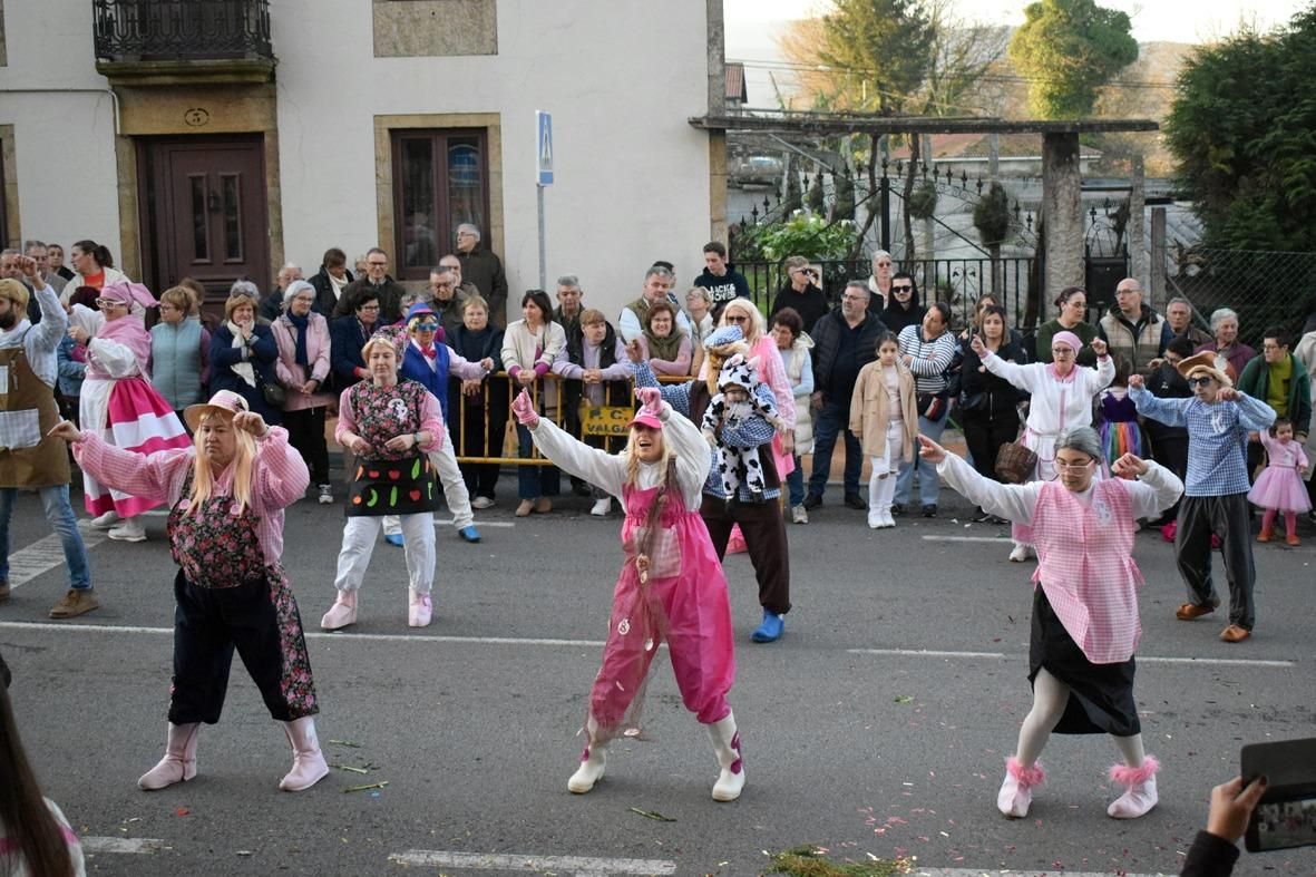 Asistentes al desfile de disfraces del Concello de Valga.