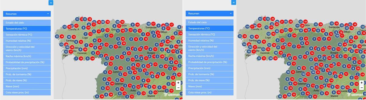 Previsión de temperaturas para el 5 y 6 de diciembre