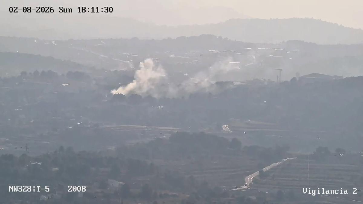 Otra imagen del incendio captada por las cámaras de Benitatxell