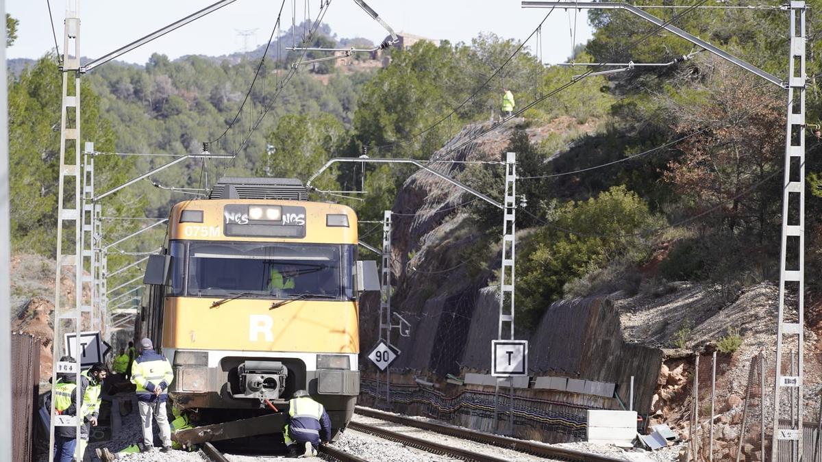 El tren descarrilat aquest diumenge a Vacarisses