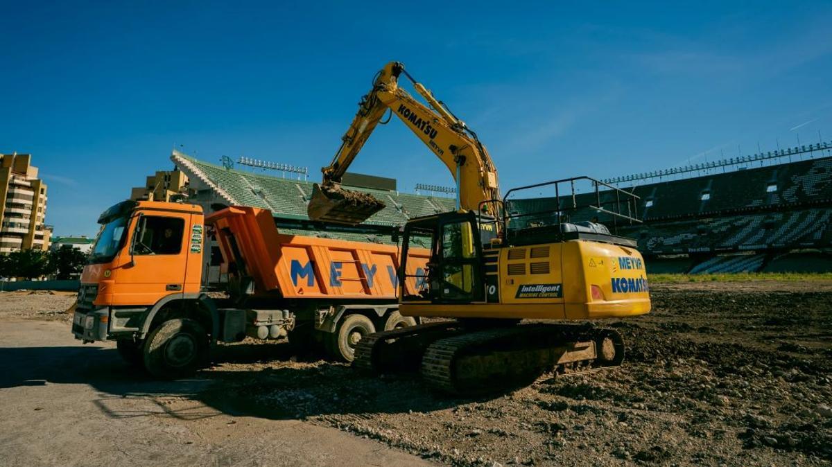 Primeros trabajos de construcción del nuevo estadio Benito Villamarín, del Real Betis