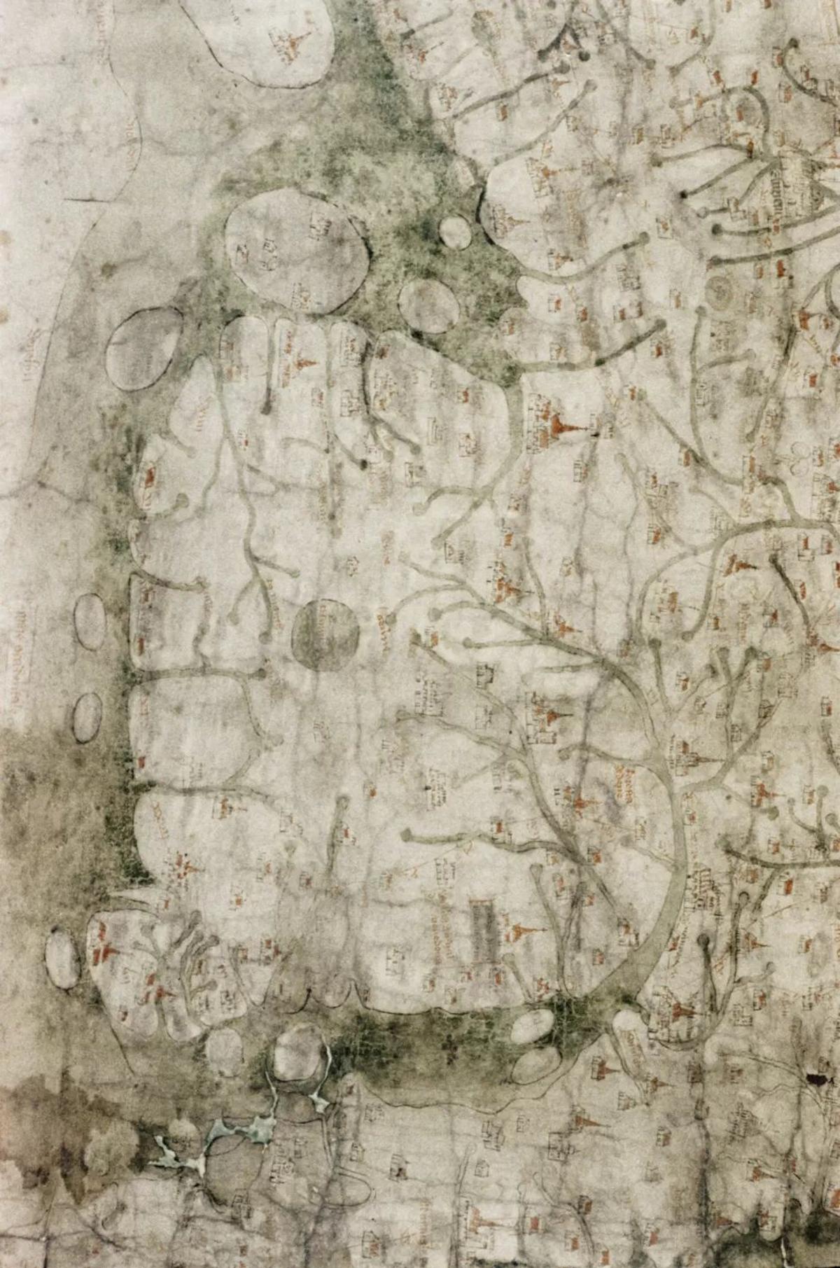El mapa del siglo XIII muestra un Gales medieval con dos grandes islas frente a la costa oeste que no existen en la actualidad.
