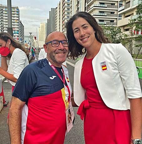 Con la  tenista Garbiñe Muguruza.