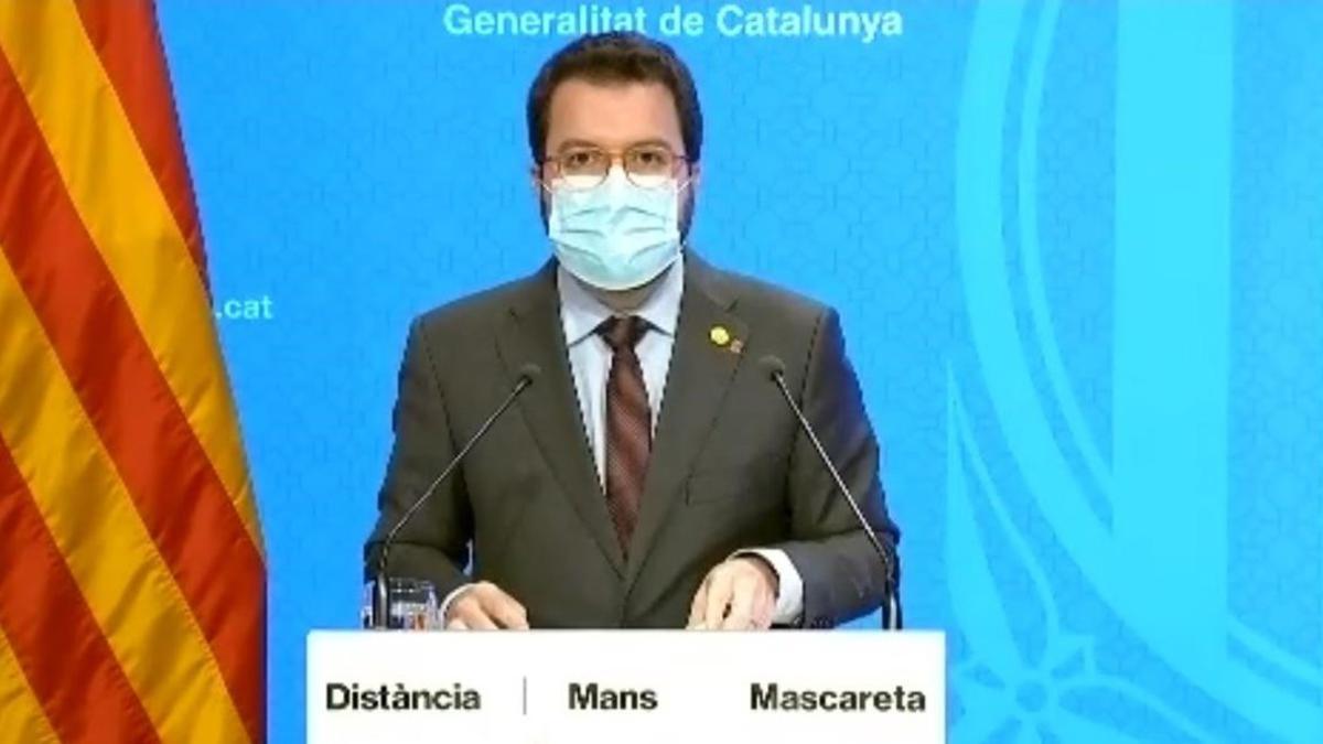 Pere Aragonès, durante la rueda de prensa tras el Consell Executiu extraordinario.