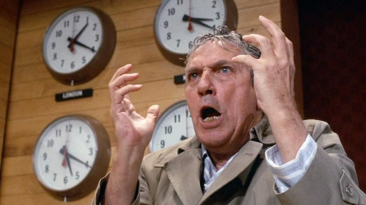 Peter Finch, en una imagen de 'Network'.