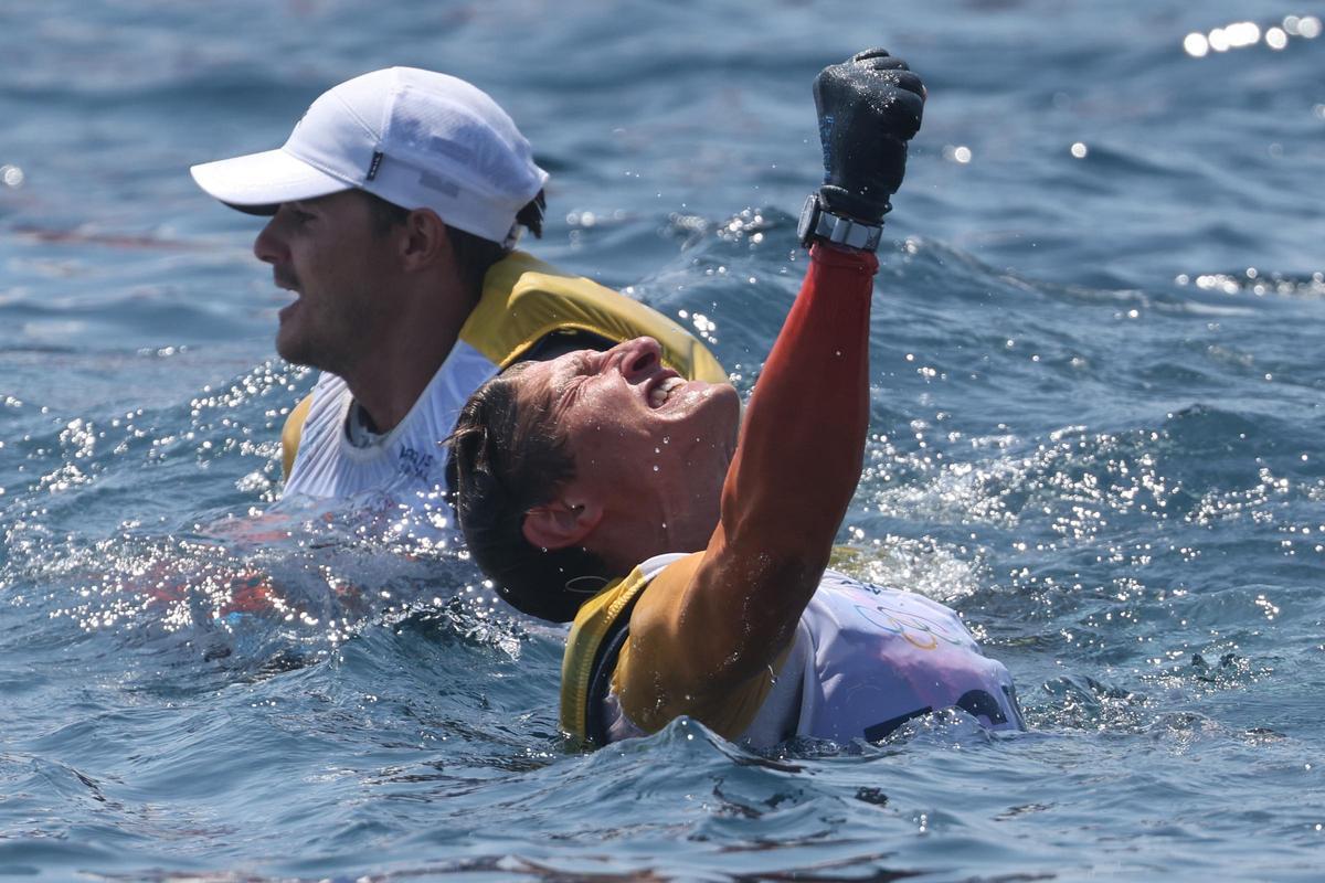 Diego Botín y Florian Trittel celebra su medalla de oro en los Juegos Olímpicos.