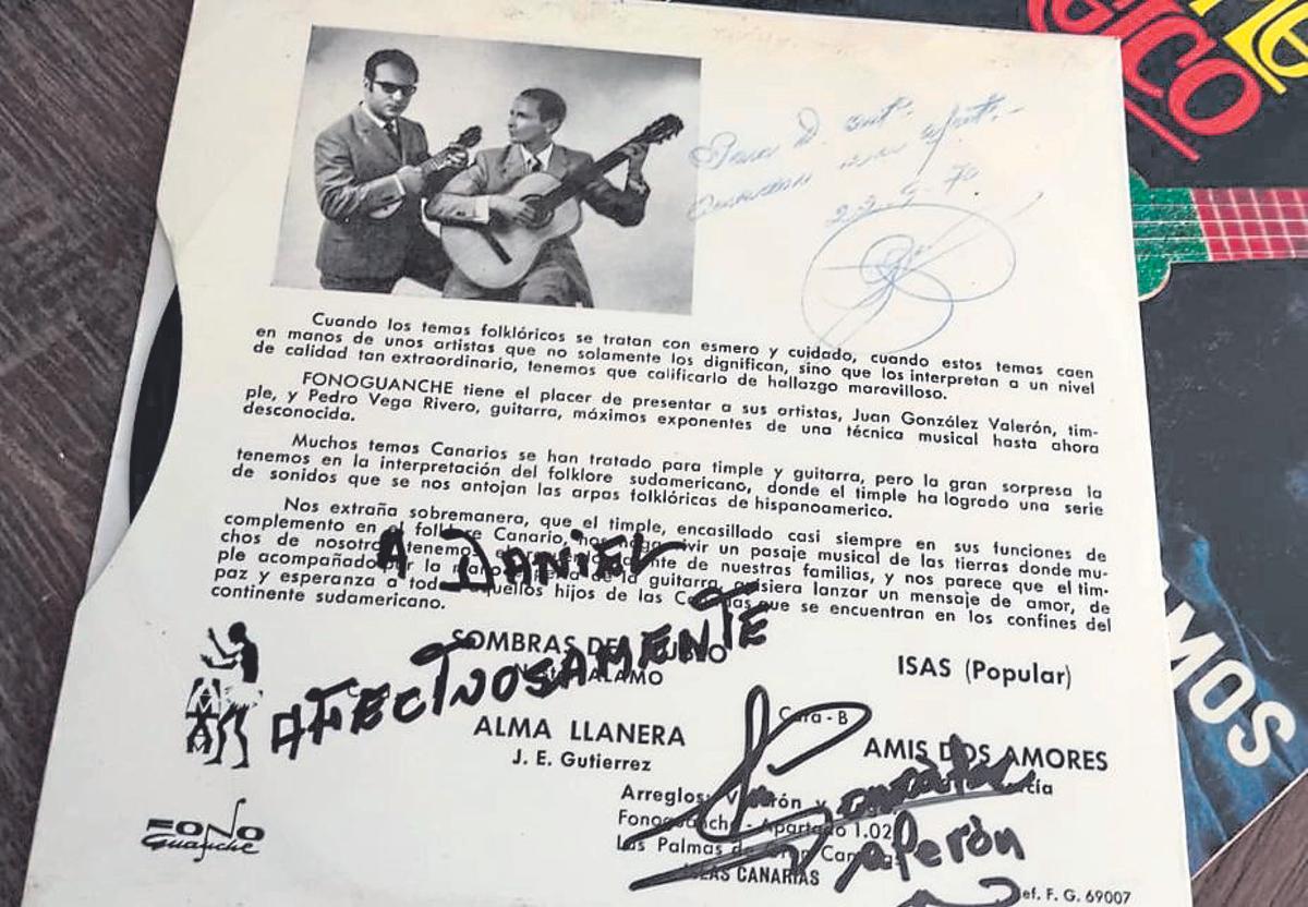 Disco de Fono Guanche de González Valerón y Rivero dedicado a Morales.