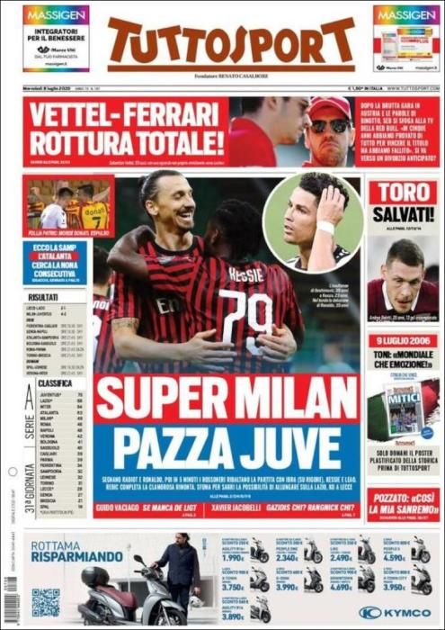 Portada TUTTOSPORT miércoles 8 julio 2020