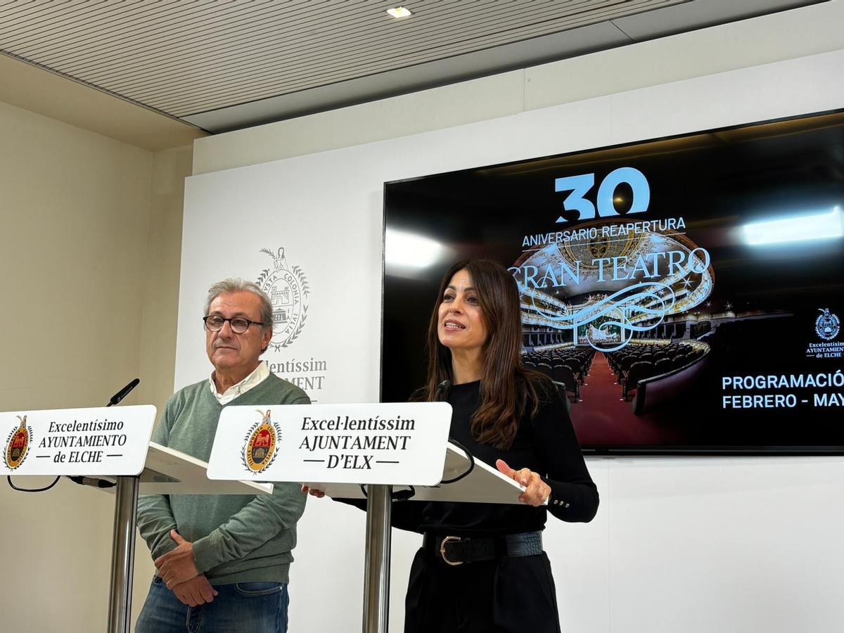 La edil de Cultura presentaba este miércoles junto al programador municipal los eventos del Gran Teatro de Elche hasta mayo