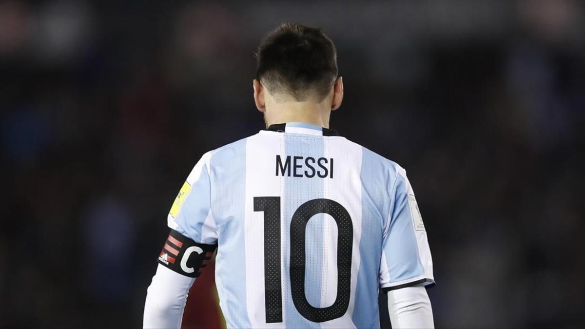 Messi, durante el último partido entre Argentina y Venezuela.