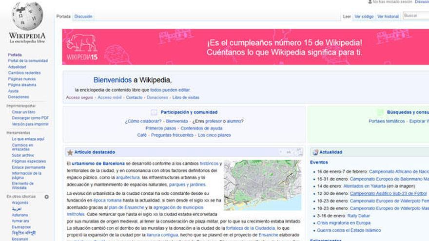 Wikipedia cumple este viernes 15 años.