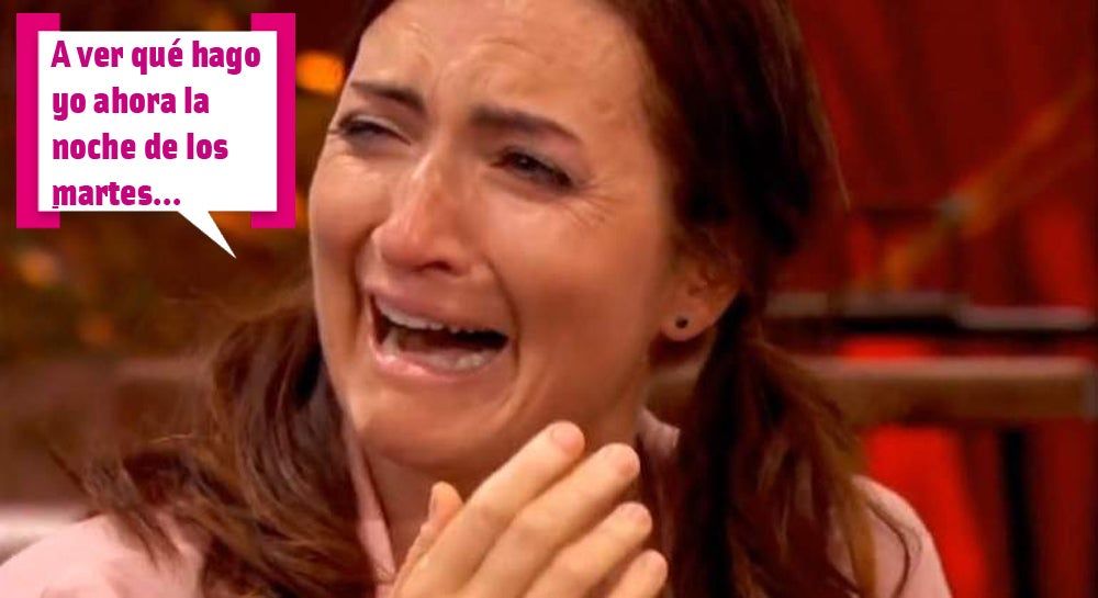 Silvia Abril llorando por su expulsión de Masterchef