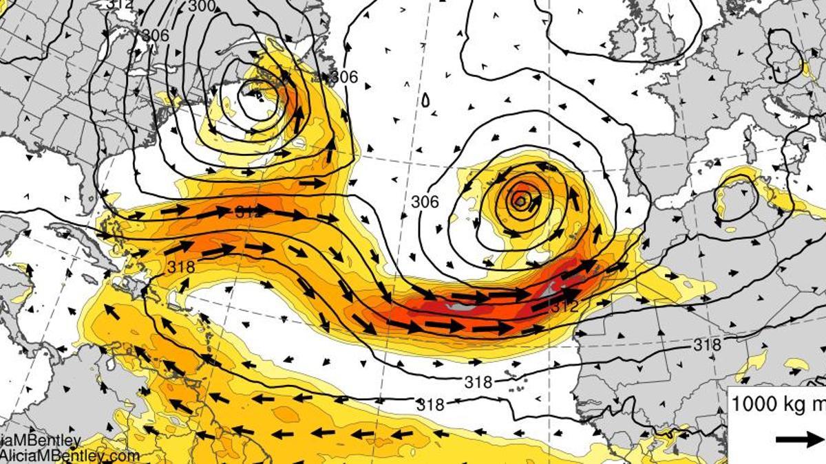 Río atmosférico asociado a la borrasca 'Óscar'