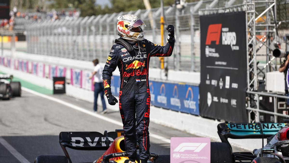 Max Verstappen celebrando la victoria en el GP de España.