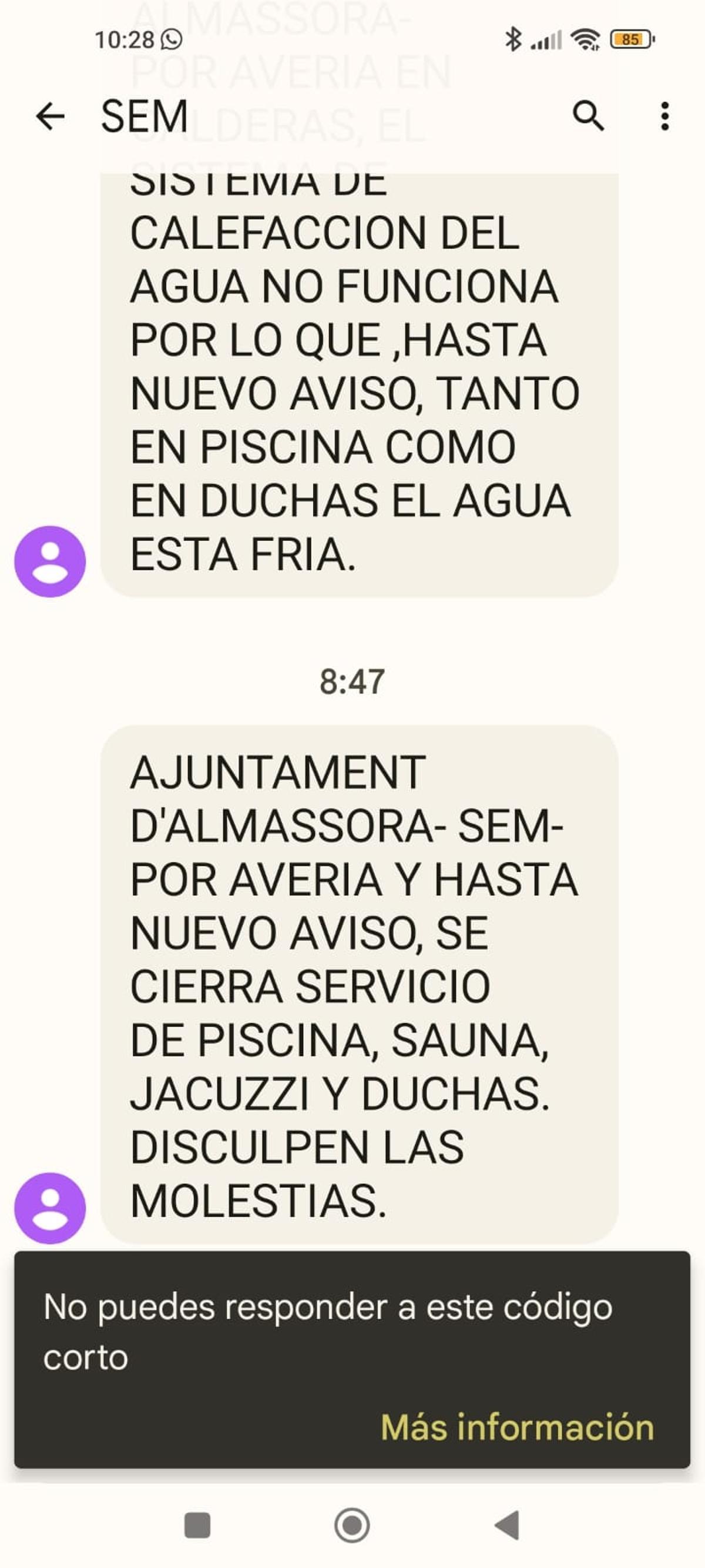 Aviso del Servei Esportiu Municipal.