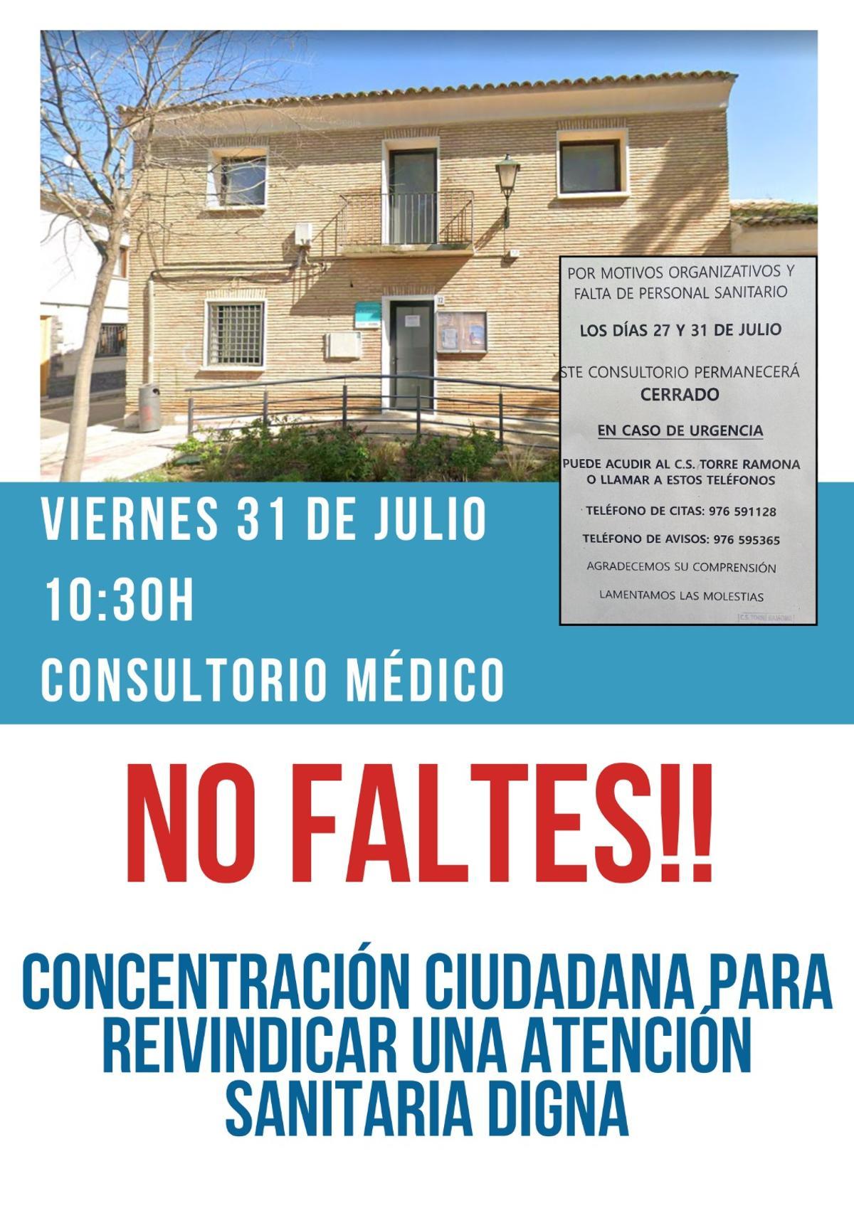 Anuncio de movilización en La Cartuja Baja.