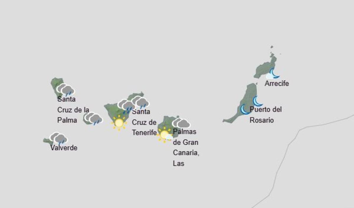 Pronóstico de la Aemet para las 19.00 horas del lunes 2 de marzo de 2026 en Canarias.