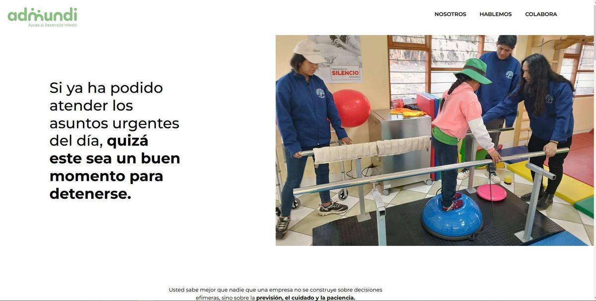 Cabecera de la campaña publicitaria para la ONG Admundi en la web 'noesurgente.org'.