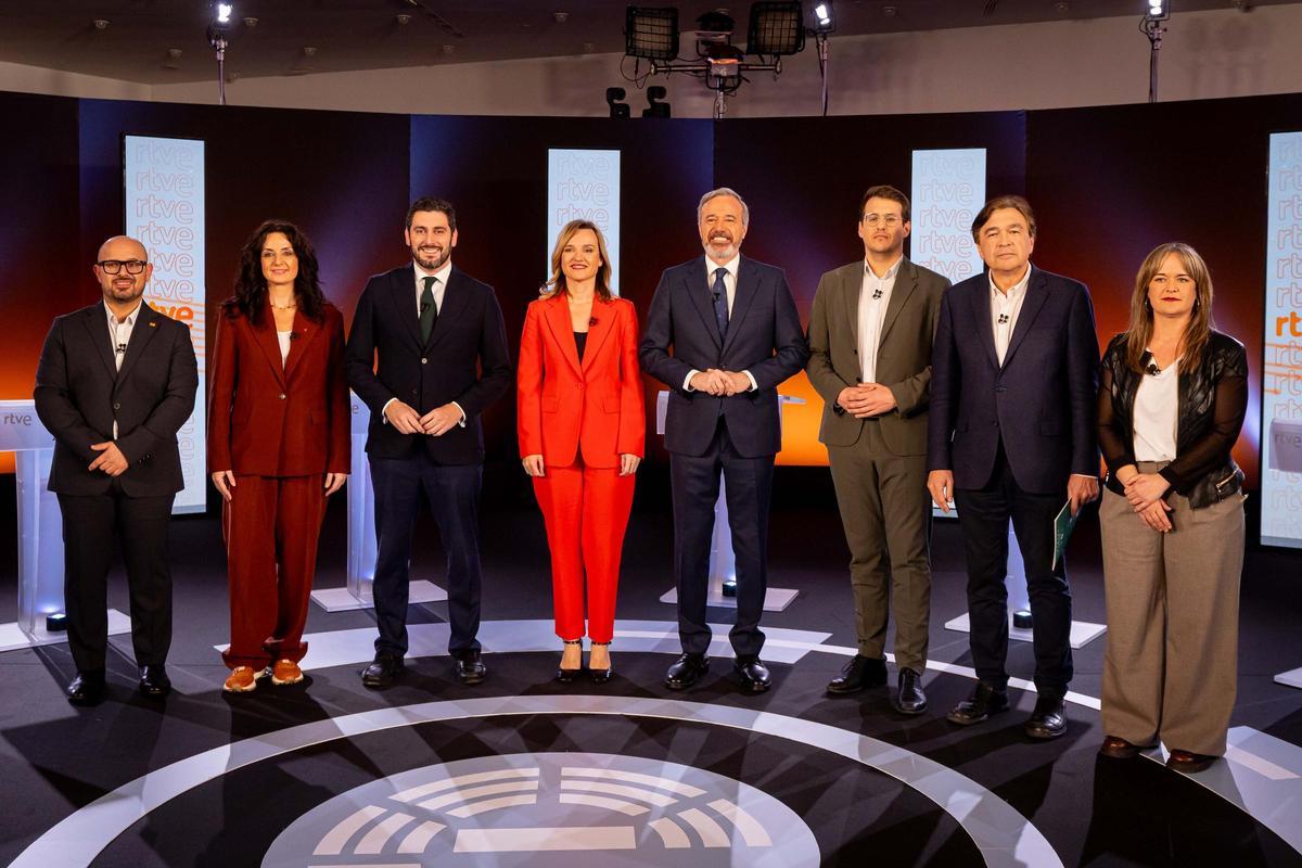Los candidatos de los ocho principales partidos en Aragón, en el debate a ocho de TVE.