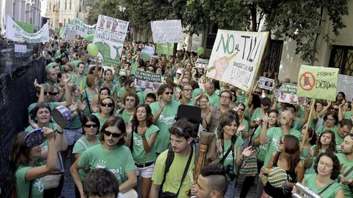 Protesta de profesores ante el Gobierno balear en Palma, el pasado día 1.