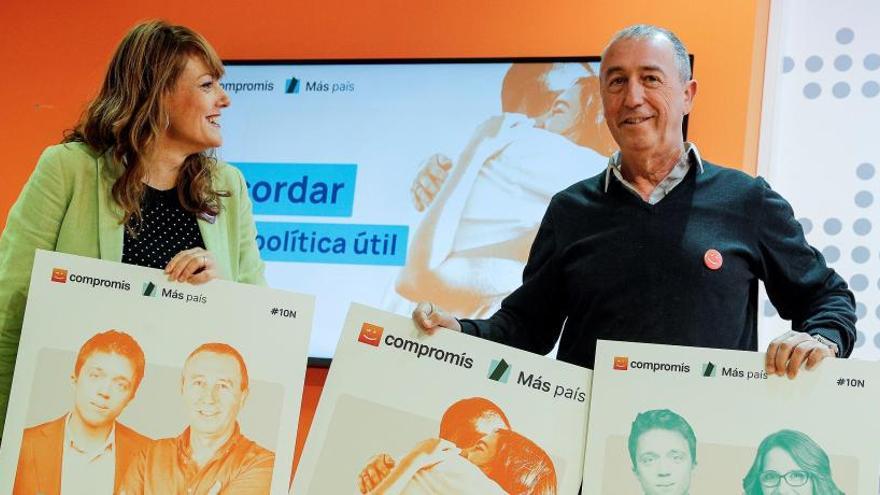 Maria Josep Picó y Joan Baldoví, en la presentación de la campaña de Més Compromís.