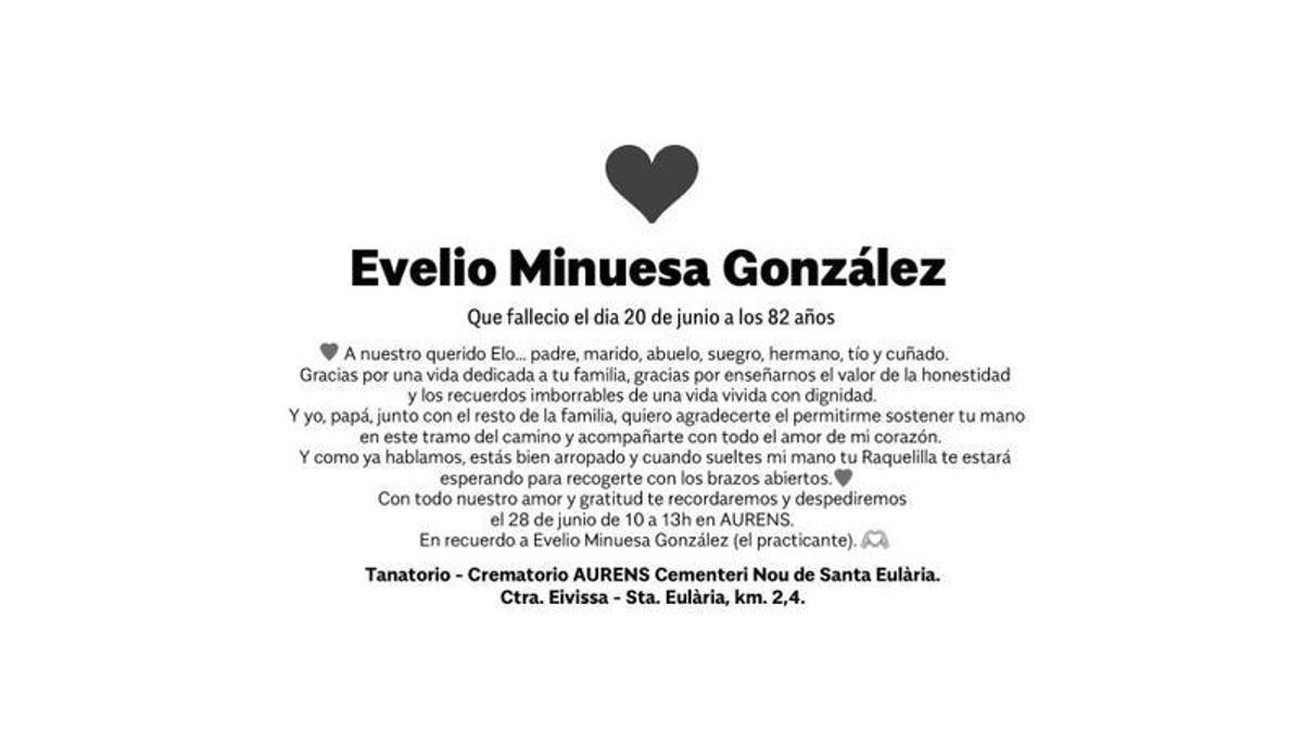 Esquela Evelio Minuesa González