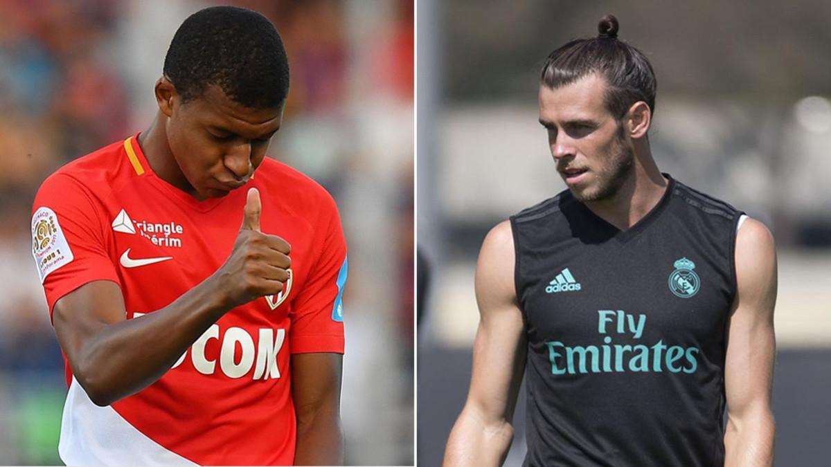 El delantero del Mónaco Kylian Mbappé y el del Real Madrid Gareth Bale