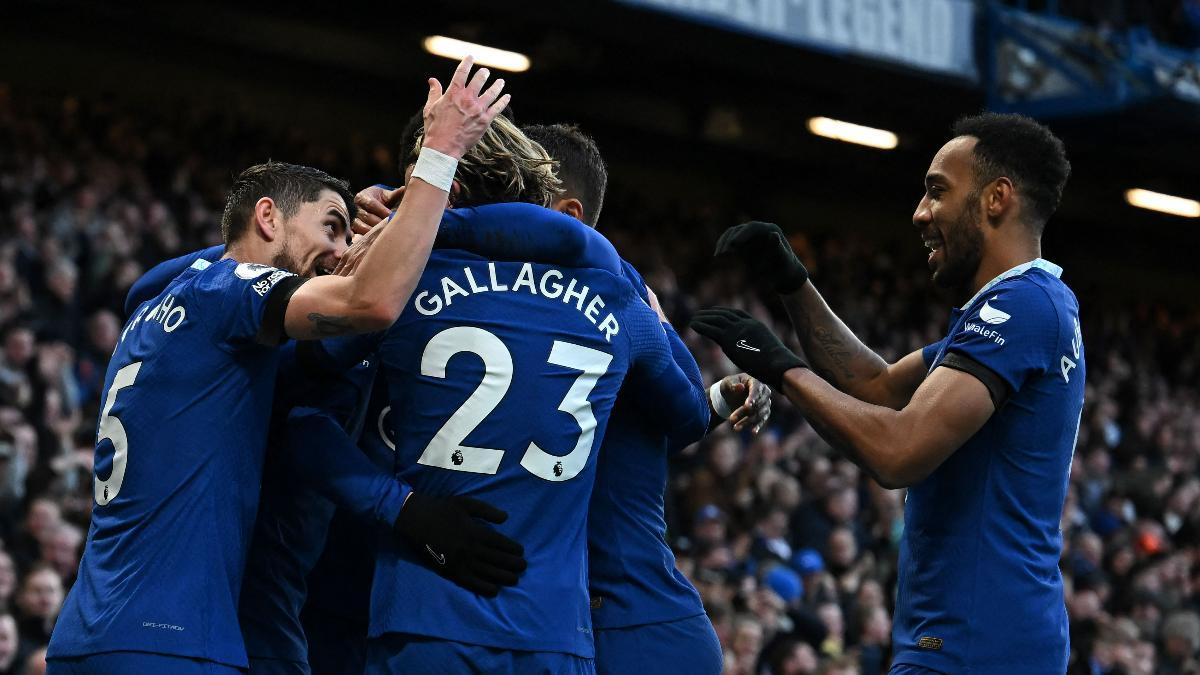 Los jugadores del Chelsea celebran el gol de Havertz