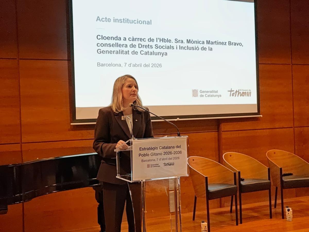 Martínez Bravo, durante la presentación de la 'Estratègia Catalana del Poble Gitano 2026-2036'