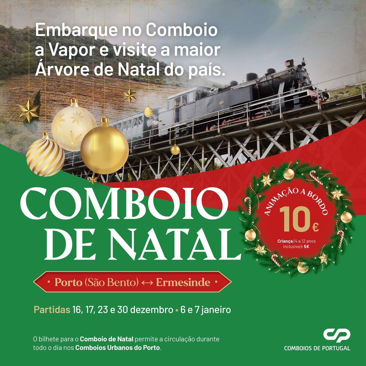 El tren histórico de Navidad de Portugal conectará Oporto y Ermesinde.