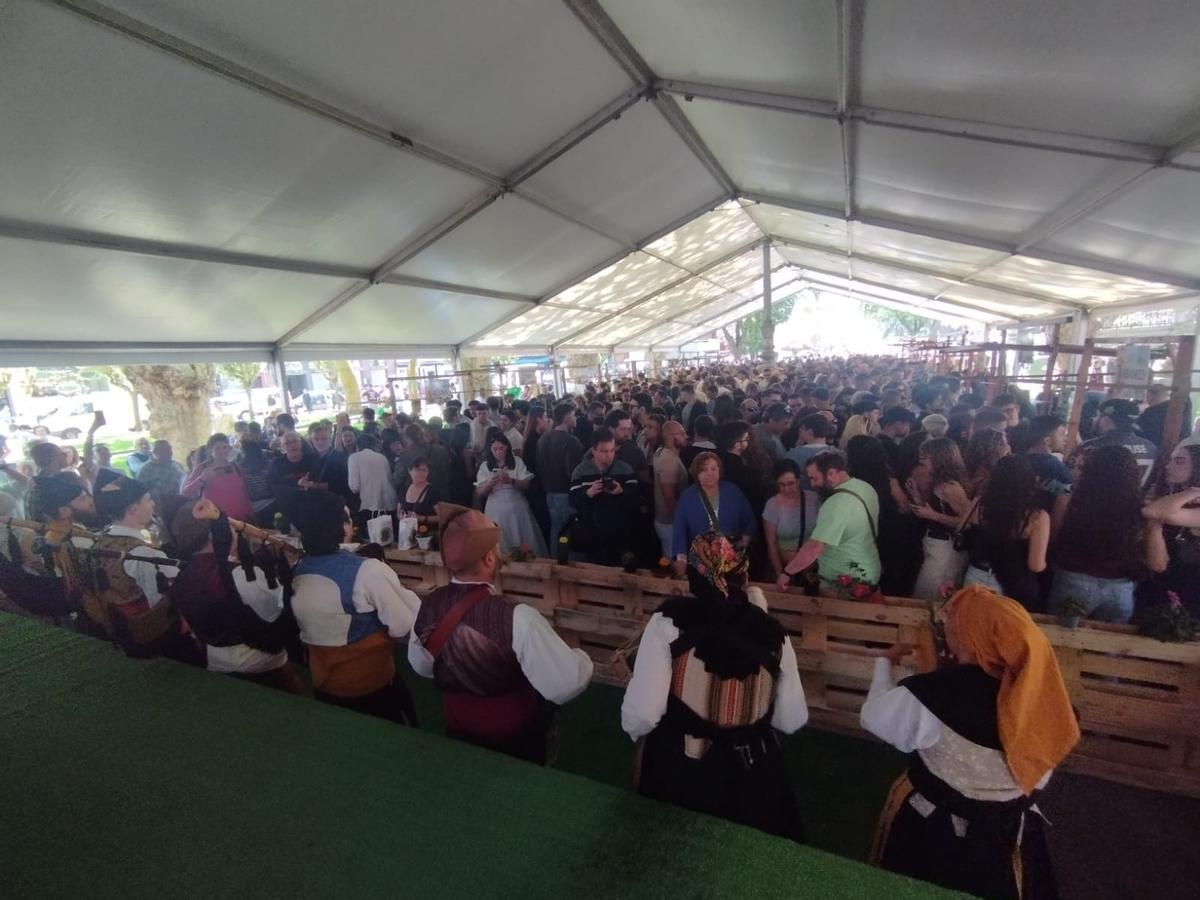 La carpa, repleta de visitantes.