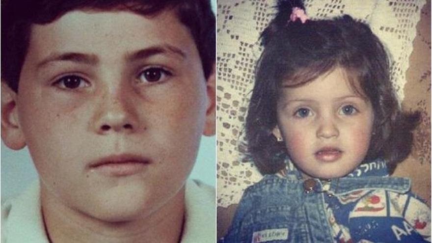 Iker Casillas y Sara Carbonero cuando eran niños.