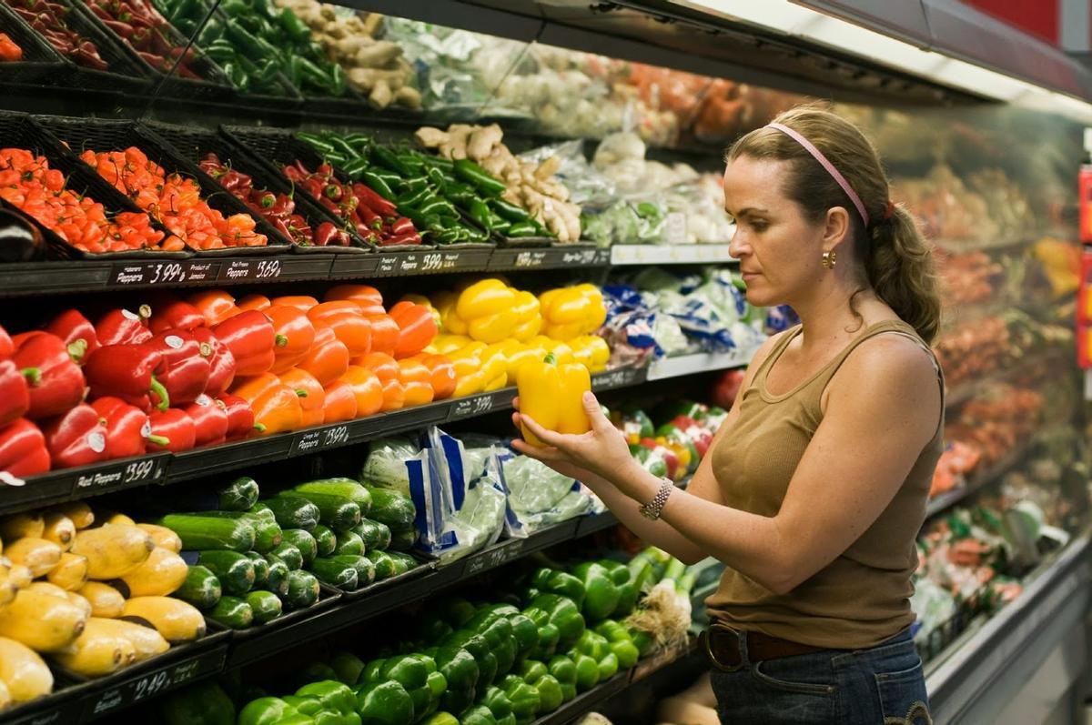 Woman shopping in a supermarket