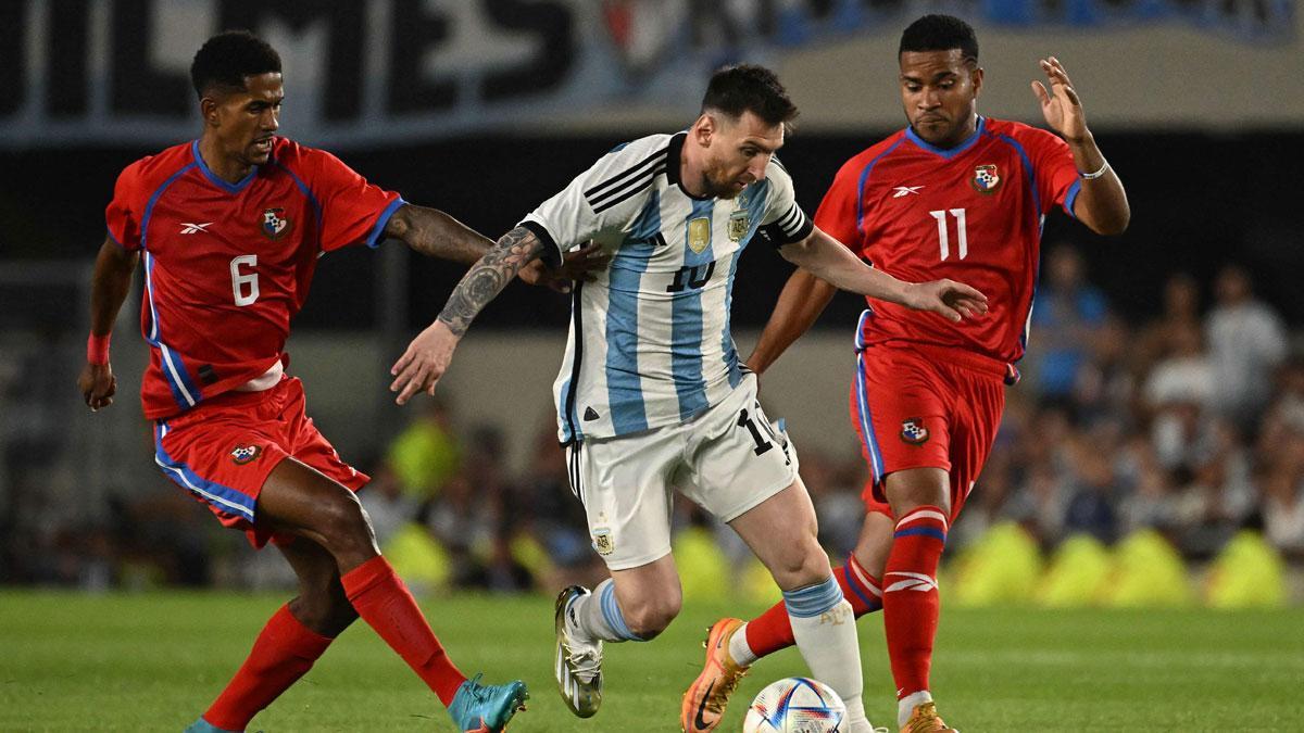 Messi, durante el partido entre Argentina y Panamá