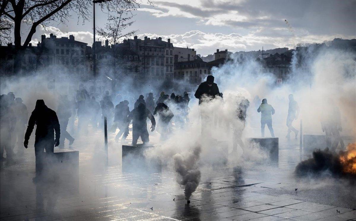 Protesta de ’chalecos amarillos’ en Lyón.