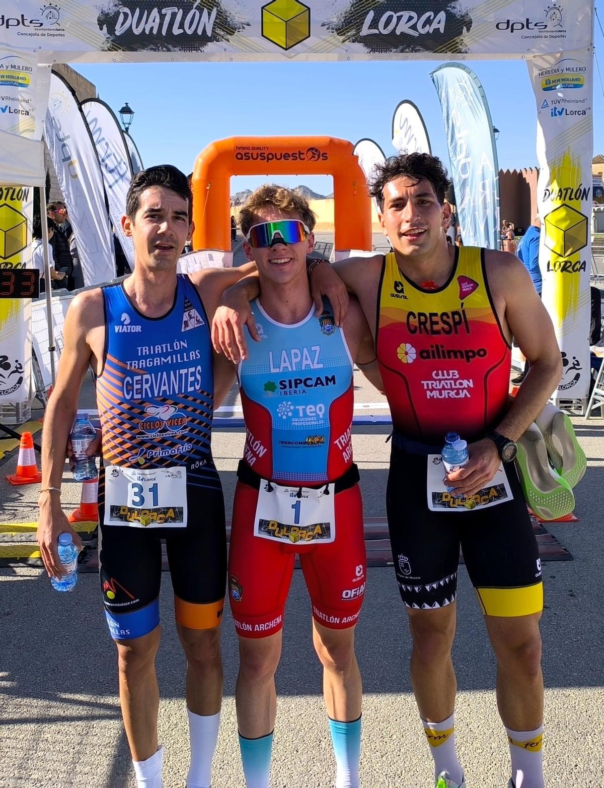 Podio masculino del Duatlón de Lorca
