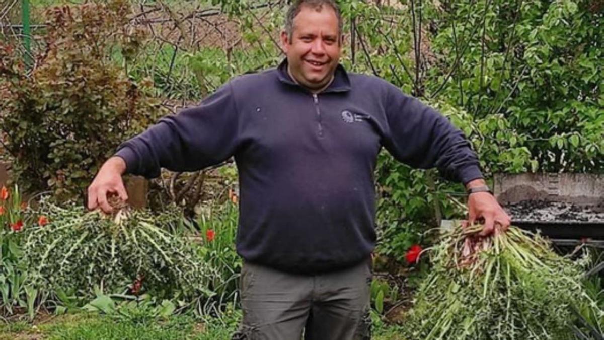 Antonio Rodríguez con dos plantas del mejor tomate de España. | Cedida