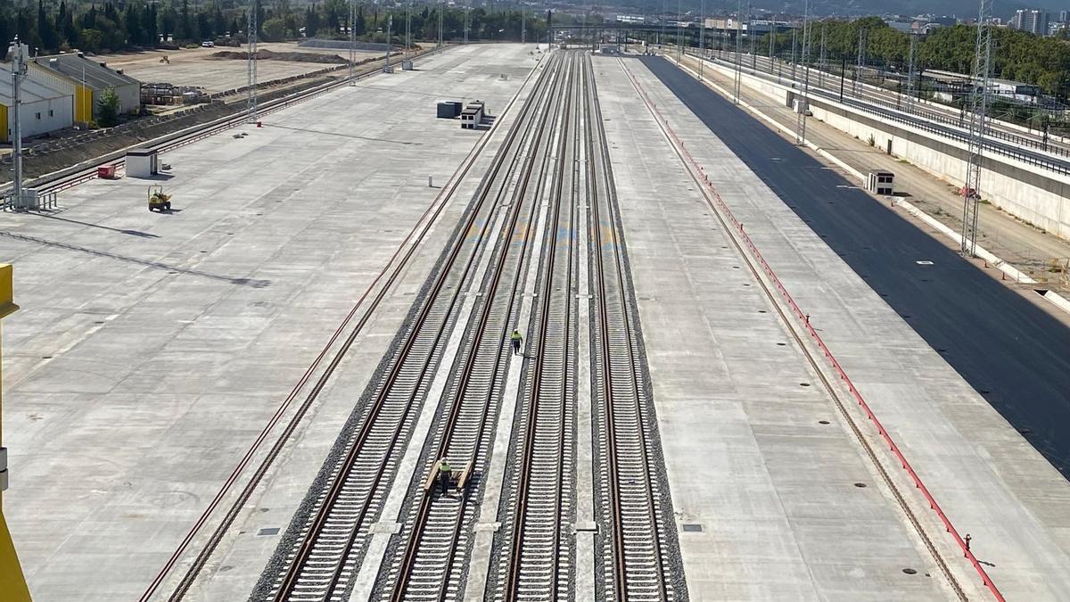 Obras en uno de los tramos del Corredor Mediterráneo.