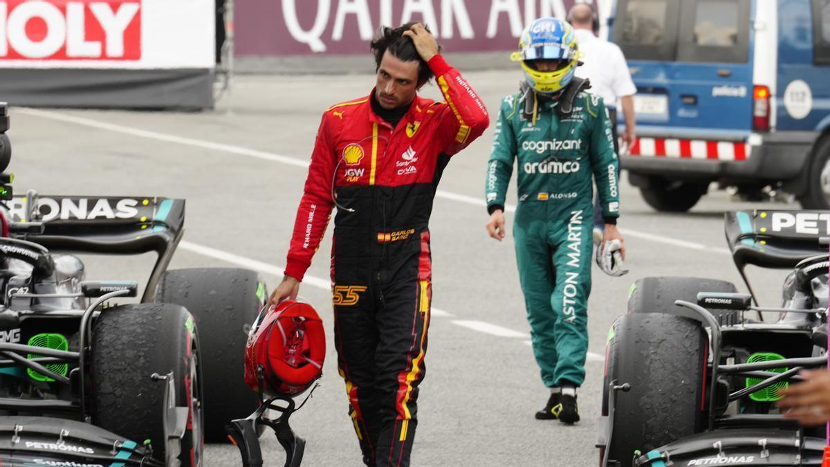 Carlos Sainz y Fernando Alonso en Montmeló