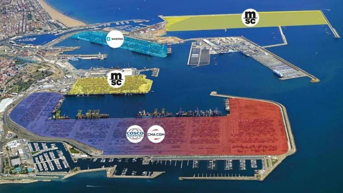 Las terminales de contenedores del puerto de València.
