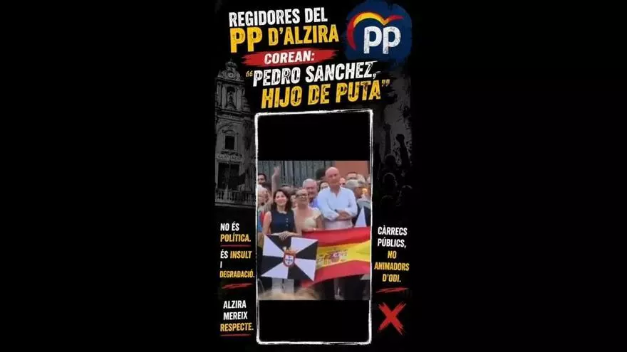 Una concejal del PP de Alzira corea insultos contra Pedro Sánchez en la concentración de apoyo a Ceuta
