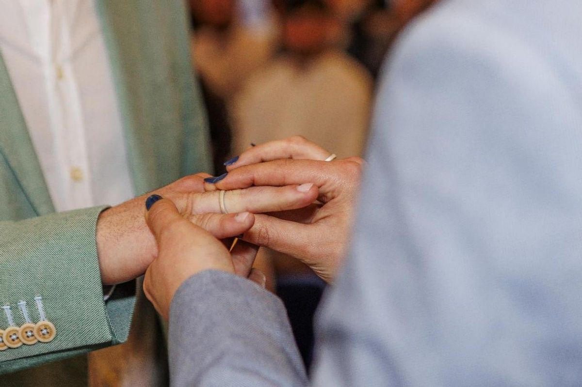 Tomás y Nico, en el momento de su boda en Madrid.