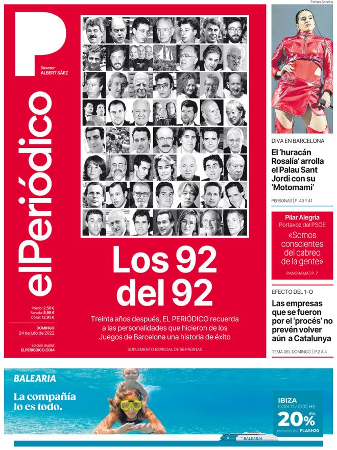 La portada d’EL PERIÓDICO del 24 de juliol del 2022